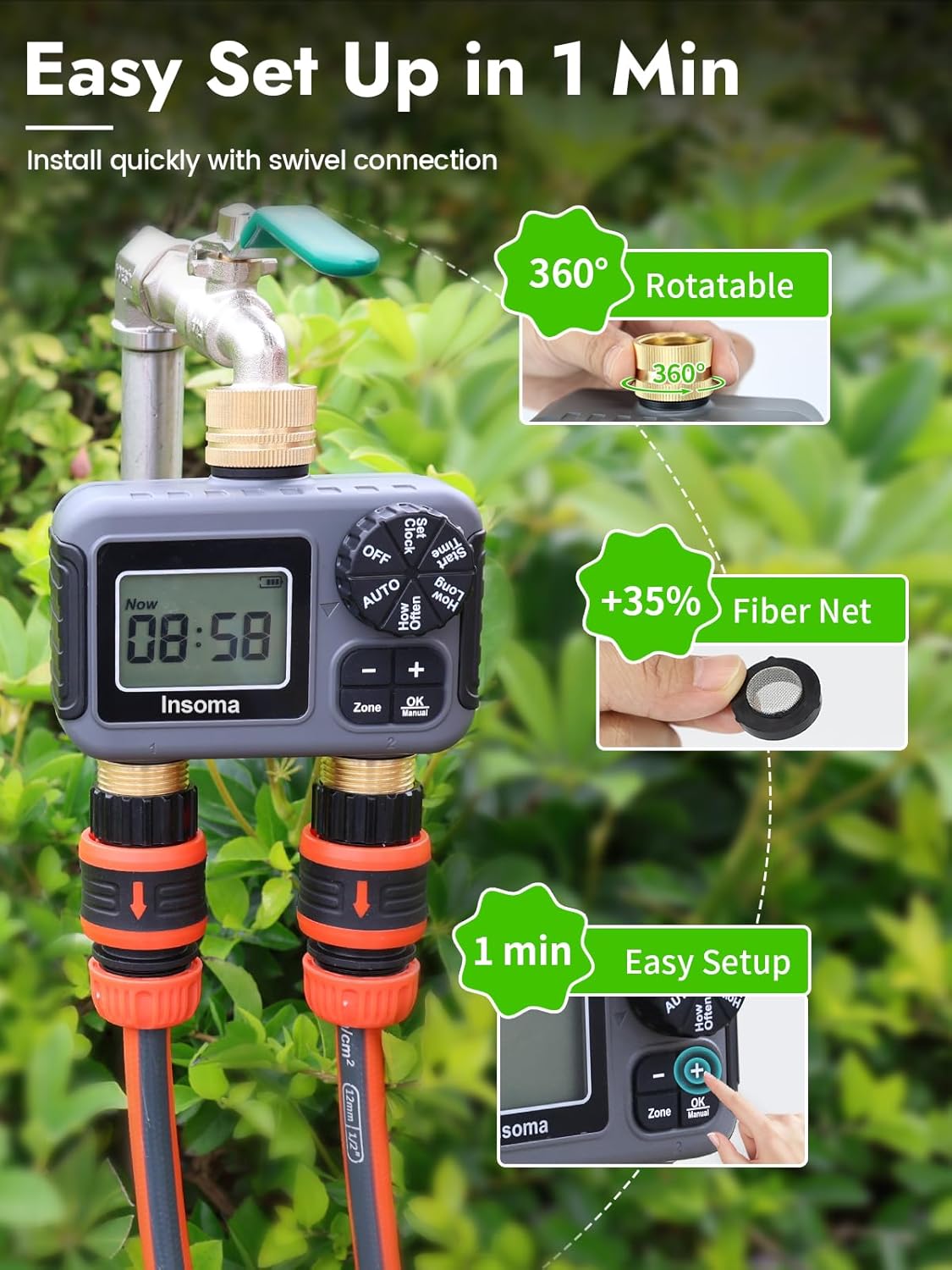Dual Outlets Smart Irrigation  - Timer Dual Outlet review and price